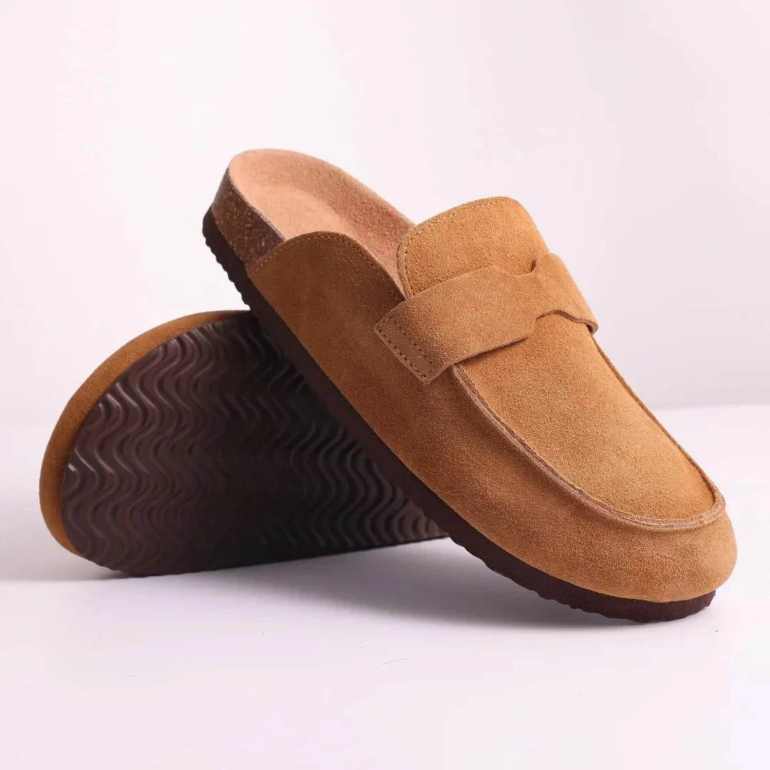 Moccasin Mules Cork Suede brown